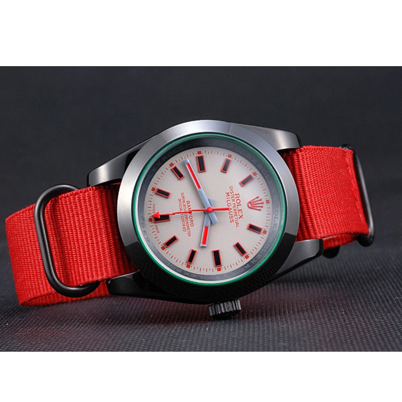 Aaa replica watch 622002 Strap Rolex Milgauss Red Bamford Nylon 0817